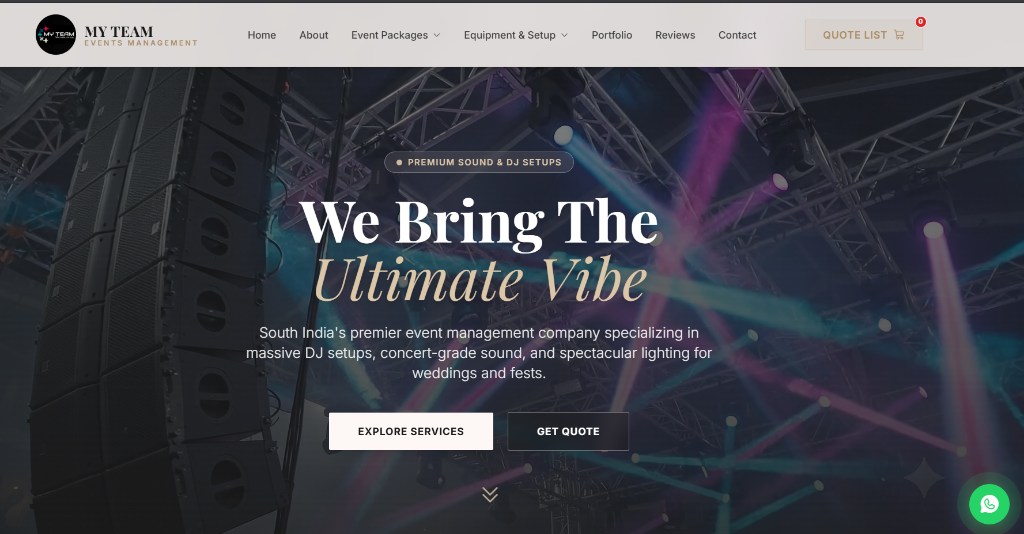 My Team Eventz Management Website